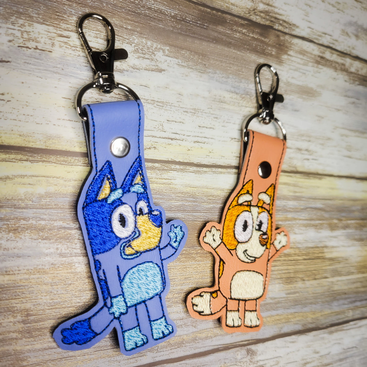 Bluey and Bingo Keychains – PickledStitches