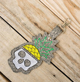 Pineapple Skull Keychain