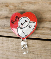 Kawaii Hello Heart Baymax Badge Reel