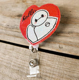 Kawaii Hello Heart Baymax Badge Reel