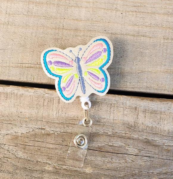 Neon Butterfly Badge Reel – PickledStitches