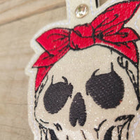 Red Bandana Glitter Skull keychain