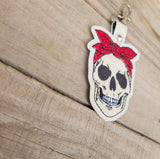 Red Bandana Glitter Skull keychain