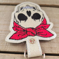 Red Bandana Glitter Skull keychain