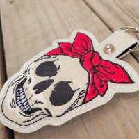 Red Bandana Glitter Skull keychain